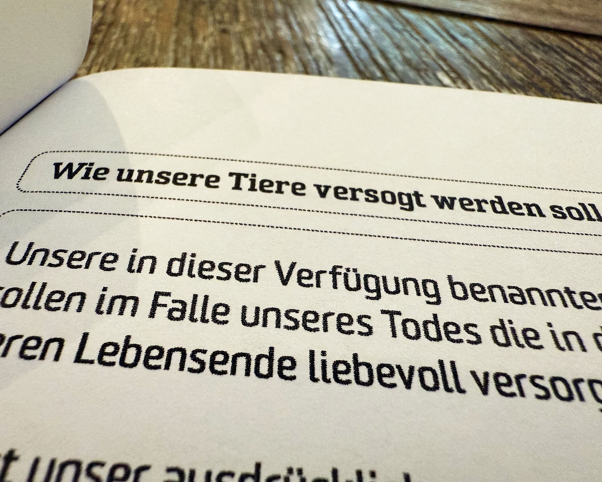 Auf dem Tisch liegen Papiere: die Haustierverfügung